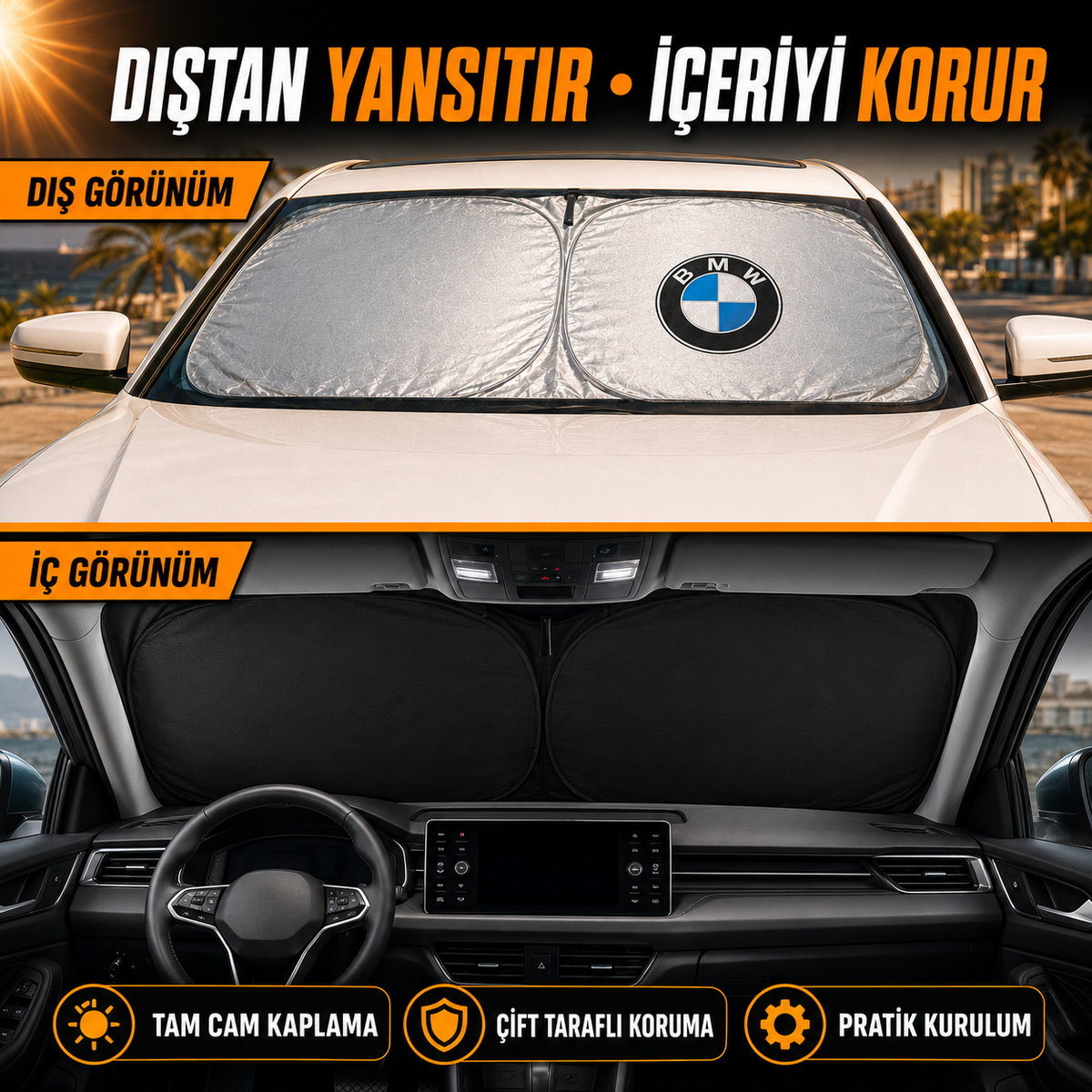 Logolu Katlanabilir Araba Güneşliği