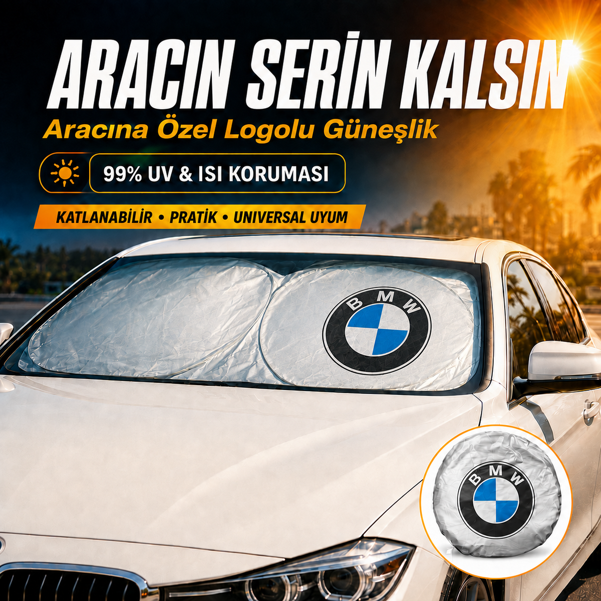 Logolu Katlanabilir Araba Güneşliği